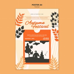 广告海报-秋季插画PSD海报模板设计
